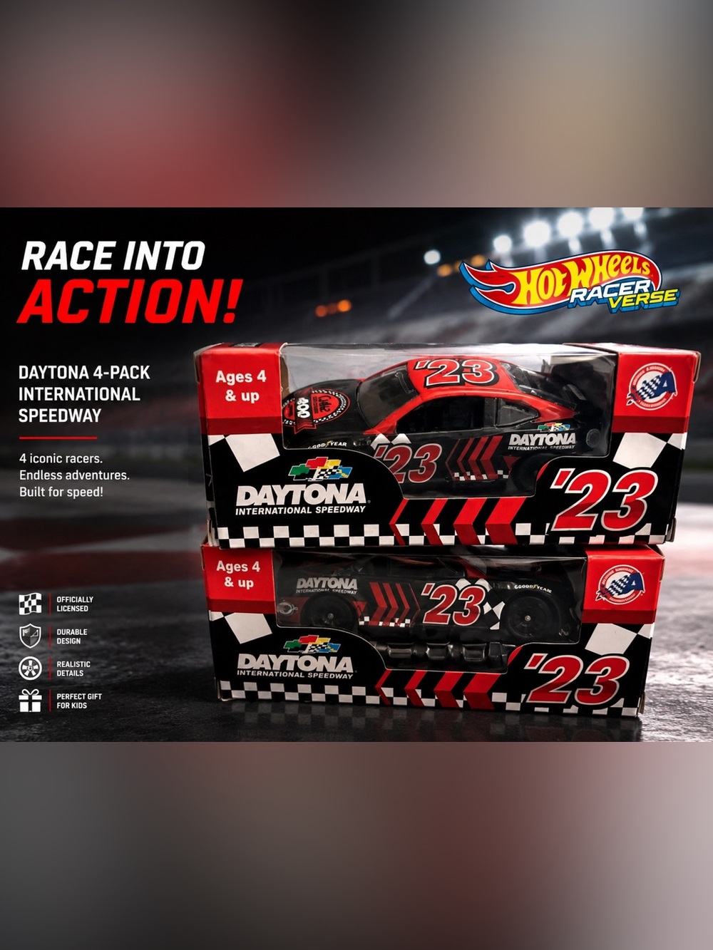 Daytona Speedway Coke Red Racing Car Collectible #23 die-cast